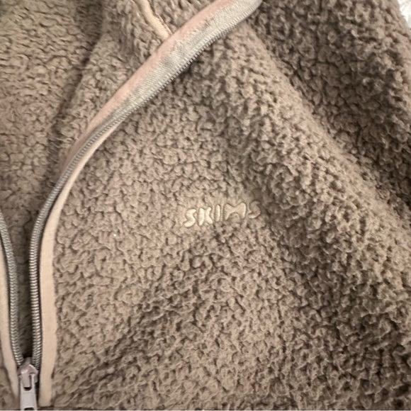 Skims Teddy Fleece Sweatshirt half zip camel color size XS - Picture 5 of 6